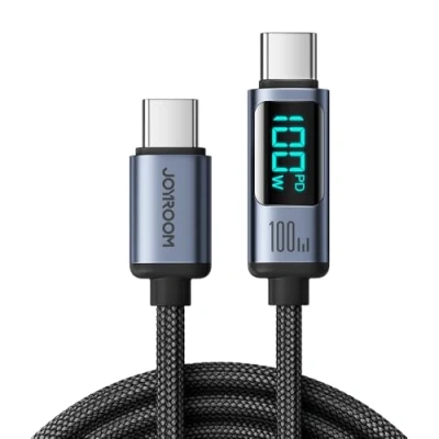 Image de Câble Type C vers C, Affichage Numérique, Charge Rapide 100W, 480Mbps, 1.2m JoyRoom Noir