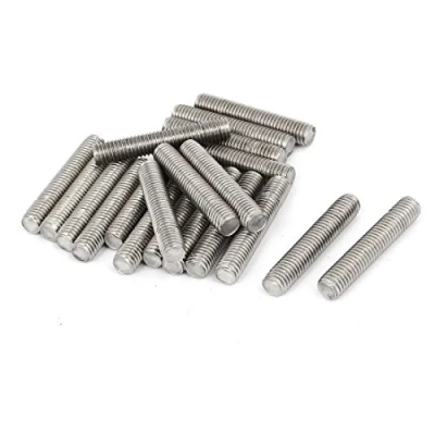 Image de Sourcingmap® M8 x 45 mm en acier inoxydable 304 Entièrement tiges filetées Barre de clous Argenté Lot 20