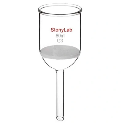 Image de StonyLab Verre Borosilicate Buchner Filtre Entonnoir avec Fine Fritte Disque (G3), Filtering Funnel, Diamètre Intérieur de 46mm, 60mm Profondeur (60ml)