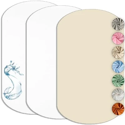 Image de Drap Housse Cododo 60x80cm (Lot de 2) Compatible Iora + 1 Alèse Imperméable Protège Matelas Set 2+1 Draps Oeko TEX (Blanc/Vanille, 60 x 80 cm)