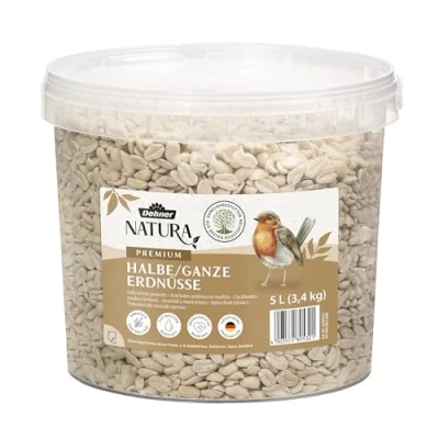 Image de Dehner Natura Premium Nourriture pour Oiseaux Sauvages, cacahuètes entières, sans Coquille, Toute l&#039;année, Riche en protéines et énergie, 3,4 kg