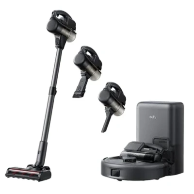 Image de eufy E20 3 en 1 Robot aspirateur autovidage, 30 000 pa Max, système de Filtration à 5 Niveaux, Charge Rapide, contournement des Obstacles, Pro Detangle Comb, pour Tapis, endroits étroits, escaliers