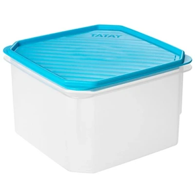 Image de TATAY Boîte Alimentaire, Hermétique, 2.9 L Capacité, Couvercle à pression flexible, sans BPA, passe au Micro ondes et Lave vaisselle, Bleue. Dimensions : 18,5 x 12,2 cm