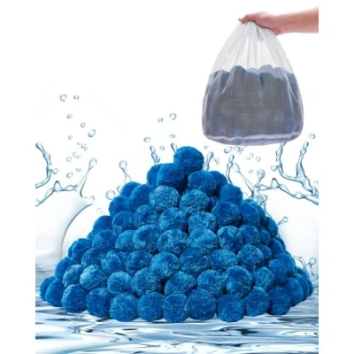 Image de VEVOR Boules Filtrantes pour Piscine Filtre à Sable, 1,42 kg, de Remplacement Sable Piscine, Fibre Polyester Réutilisable avec Sac Lavage, Systèmes Filtration Bleu