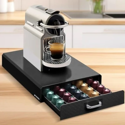 Image de Navaris Tiroir à Capsule de Café Rangement Support pour Dosette Machine Nespresso Distributeur Range 50 Capsules Noir
