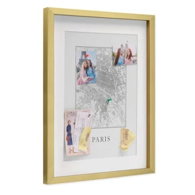 Image de PHOTOLINI Cadre Photo 3D à remplir 40 x 50 cm Or, boîte Profond avec Passe Partout, pour Objets jusqu&#039;à 1,5 cm, Bois MDF, Verre Les Loisirs créatifs &amp; comme Cadeau