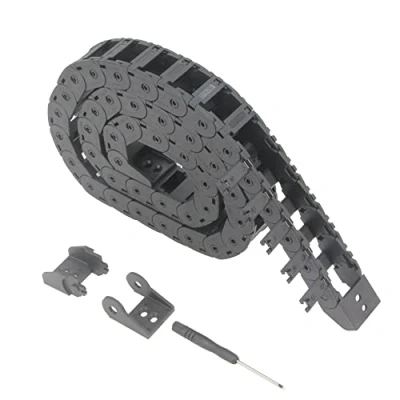Image de Zeberoxyz Chaîne de traction 15x20mm Longueur: 1m Support câble en plastique noir R18 avec 1kit connecteurs d&#039;extrémité pour imprimante 3D et machines CNC (15mmx20mm à l&#039;extérieur ouvert)