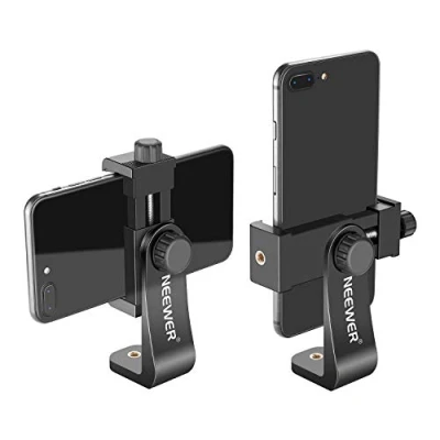 Image de Neewer Support Vertical de Smartphone avec 1/4 po Montage Trépied, Adapeur Clip Trépied Phone Compatible 13 Pro Max/12/11 Max/X/XR, Galaxy S20+/S20, Huawei P40 Pro(Noir)