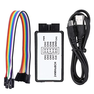 Image de USB Logic Analyzer Device Set Mini Digital Pocket Size 8 Channel Input Memory 24MHz 5PF, Analyseur Logique, Test électrique with Cable and Jump Wire