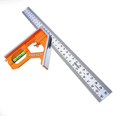 Image de Presch Équerre Combinée 300mm Métrique à Combinaison Universelle et Précise en Métal avec Butée Outil de Traçage Mesure Professionnel