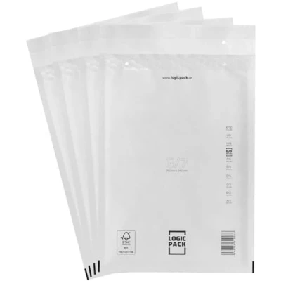 Image de LOGIC PACK Lot de 10 Enveloppe Bulle enveloppes matelassées G7 100 x 350 mm protection pour expédition, blanches autocollantes, le format DIN A4