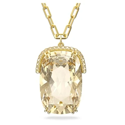 Image de Swarovski Pendentif Harmonia, cristal jaune taillé en coussin dans un cadre plaqué ton or