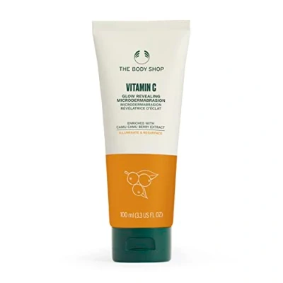 Image de The Body Shop Vitamine C Microdermabrasion GLOW BOOSTING 100 ml avec CAMU pour une exfoliation hebdomadaire au spa à domicile peau plus claire et lumineuse