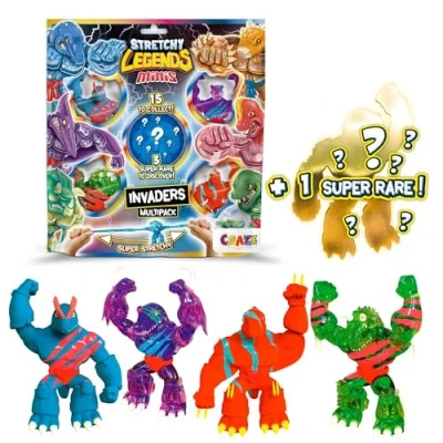 Image de CRAZE Stretchy Legends Minis Multipack Invaders 5X Figurines d&#039;actions Extensibles et gluantes, Personnages étirables à Collectionner