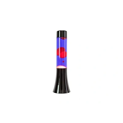 Image de fisura. Lampe à lave bleue. de 30 cm avec base noire, liquide bleu et rouge. d&#039;ambiance originale. 9x9x30