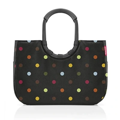 Image de reisenthel loopshopper L cabas de courses grand format 25l, poignées rigides en aluminium et rembourrées résiste aux déchirures, 1 poche intérieure zippée, 2 poches extérieures, motif dot