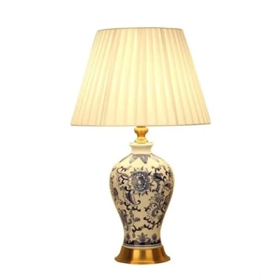 Image de WLLWHF lampe de Table chinoise en porcelaine bleue et blanche, rétro céramique, chevet for salon chambre à coucher, lecture étude, nouvelle collection