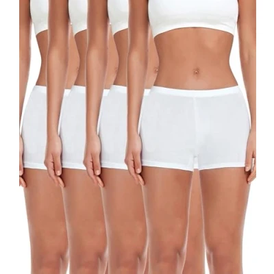 Image de wirarpa Boxer Femme Shorty Femmes Panty Coton Short Caleçon avec Entrejambe Large Lot de 4 Blanco Taille L