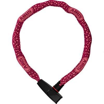 Image de ABUS Antivol à Chaîne Catena 6806K vélo léger en acier trempé avec gaine textile la mode carrée niveau de sécurité 6 85 cm Rouge motif forme cœur