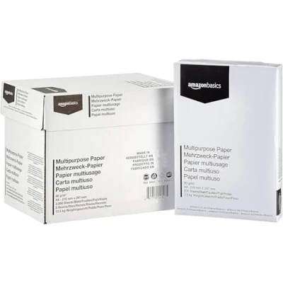 Image de Amazon Basics Papier multiusage A4 297 x 210 mm, 80gsm, 2500 pièces, 5 lot de 500, blanc