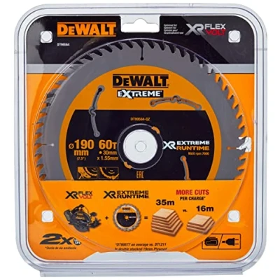 Image de DEWALT Lames de Scie Circulaire Portative 60 Dents XR EXTREME RUNTIME 190mm x 30mm DT99564 QZ