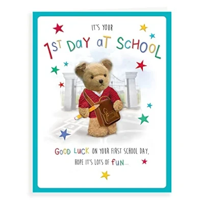 Image de Regal Publishing C80980 Carte d&#039;école Motif premier jour à l&#039;école Bleu sarcelle 20,3 x 15,2 cm