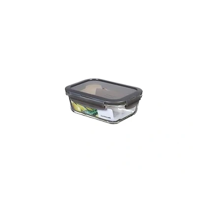 Image de LocknLock Boîte de conservation alimentaire rectangulaire en verre borosilicate avec couvercle 630 ml Passe au four et micro ondes 175 x 130 64 mm