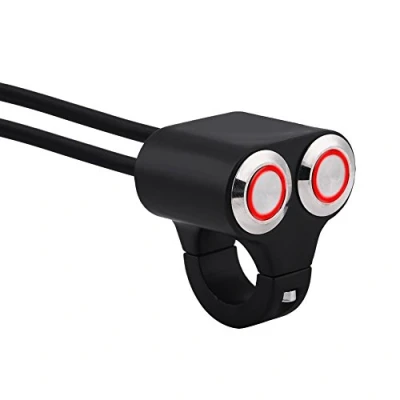 Image de Commutateur de Guidon Interrupteur Commande Moto On/Off Bouton Retour Manuel 7 / 8inch 22mm Universelle Phare Indicateur LED en Alliage d&#039;Aluminium(Type D)
