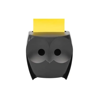 Image de Dévidoir Z Notes Post it, Hibou, Noir + it Super Sticky, 45 Feuilles/Bloc, 2 Blocs/Paquet