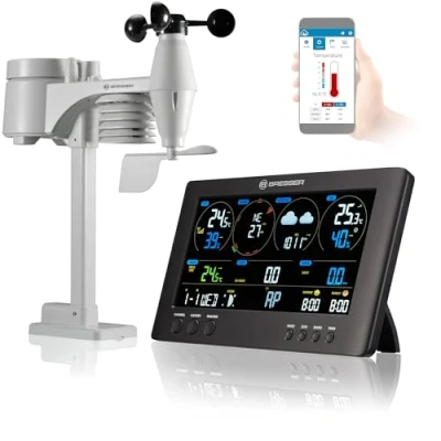 Image de Bresser ClearView Station Météo Sans Fil Avec Wifi Et Capteur Extérieur Pro 7 En 1 (Vent, Humidité De L’air, Température, Précipitations, Niveau UV, Intensité Lumineuse), noir