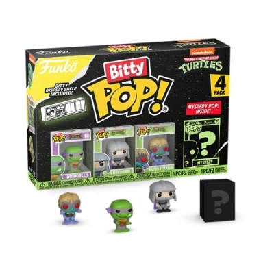Image de Funko Bitty Pop! Teenage Mutant Ninja Turtles Leonardo, Michelangelo, April O’Neil et Une Mini Figurine Mystère en Surprise 2.2 Cm TMNT Donatello Collectionnable Étagère Empilable Incluse