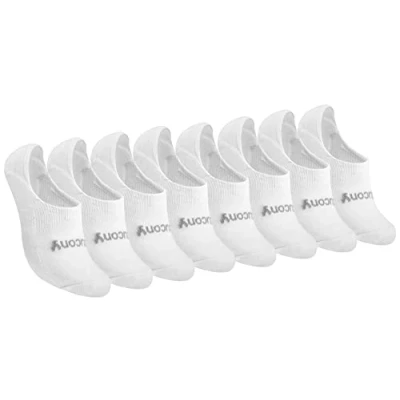Image de Saucony Performance 8, 16 No Show Cushioned Invisible Liner Socks, S l Chaussettes, Blanc (8 Paires), (lot Femme