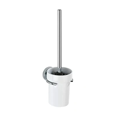 Image de WENKO Vacuum Loc® brosse WC Capri fixer sans percer, Zinc moulé sous pression, 11 x 37 14.5 cm, Chromé