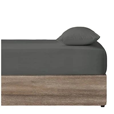 Image de Drap Housse uni en Polyester avec Coins élastiques pour lit King Size, Anthracite