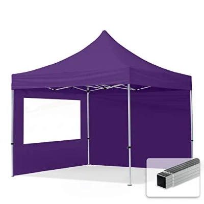 Image de TOOLPORT Tente Pliante 3x3 m 2 côtés Aluminium Barnum Chapiteau Pliant Tonnelle Stand Paddock Réception Abri PES300 Mauve