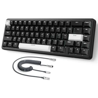 Image de MAMBASNAKE Attack Shark X65 HE Clavier à Déclenchement Rapide, Précision RT de 0,01 mm, 8KHz, Filaire Effet Hall 60% avec Câble 8 KHz, Actionnement Réglable, Snap Tap, pour PC/Mac, Noir