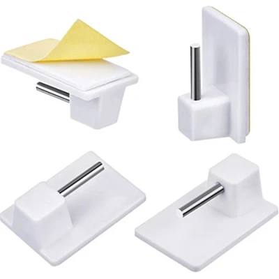 Image de Hotop Acier inoxydable Plastique Crochets Autocollants pour Barres de Rideaux Nettes, 20 Paquets, Blanc