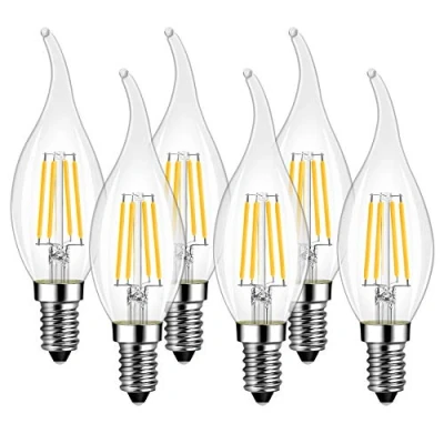Image de LVWIT 4W Ampoule LED E14 à Filament, Filament Vintage, Equivalente Incandescence 40W, 2700K Blanc Chaud, Lot de 6