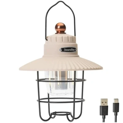 Image de Skandika Soroya Lampe de camping LED style rétro Couleur lumière réglable, intensité variable, batterie 2000 mAh, 500 lumens Idéale pour le camping, jardin, les activités plein air