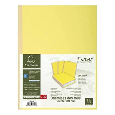 Image de EXACOMPTA Paquet de 25 chemises à soufflet, carte 320g recyclée 100% coloris jaune