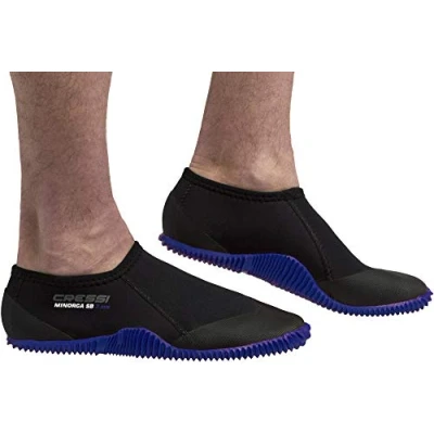 Image de Cressi Minorca Shorty Boots 3mm Chaussures Courtes Double Doublure Néoprène pour Plongée et Activités Aquatiques, Noir/Sole Bleu, M 40/41, Unisexe Adulte