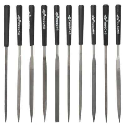 Image de Lot de 10 limes à aiguilles diamantées Outils réparation fichiers modélisation Mini outil en métal, pour le travail du bois et des métaux (noir)