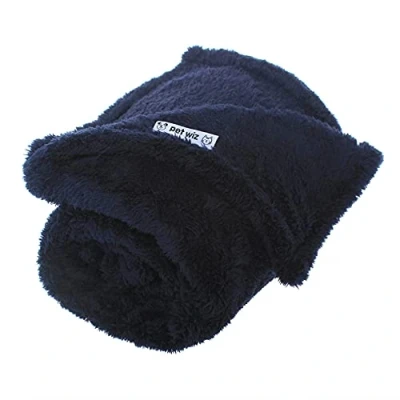 Image de couverture polaire douce et moelleuse pour chats chiens Jeté chaud animal de compagnie, lavable en machine, lit voyage Protège les meubles Bleu marine Taille L, 100 x