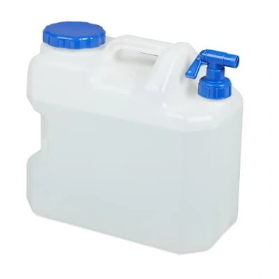 Image de Relaxdays 10030906_1247 Jerricane d’Eau avec Robinet, Couvercle à Visser, Bidon Eau de Camping, 18 L, sans BPA, Blanc