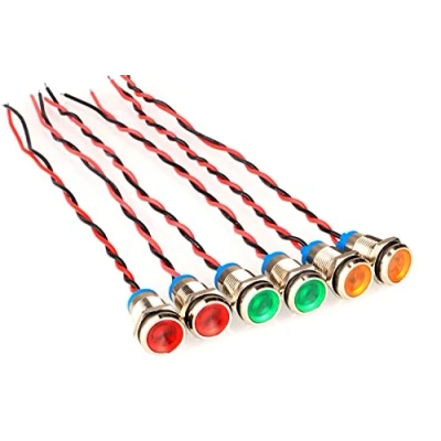 Image de GUUZI 6pcs 12V 24V 10mm LED Panneau Pilote Dash Avertissement Voyant Lampe Indicateur Ampoules Directionnelles (Rouge/Jaune/Vert)