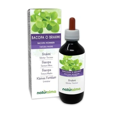 Image de Bacopa ou Brahmi (Bacopa monnieri) herbe Teinture Mère sans alcool Naturalma Extrait liquide gouttes 200 ml Complément alimentaire Végétalien végan