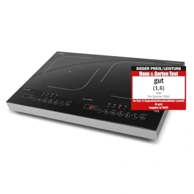 Image de CASO ProGourmet 3500 Plaque de cuisson à induction double mobile, W Powersharing, 60 240 C, 4 fonctions, minuterie 180 min, casseroles jusqu&#039;à 24 cm, vitrocéramique