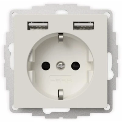 Image de 2USB 2U 449337 Prise de courant encastrable norme VDE, avec USB, sécurité enfants IP20 blanc pur, mat