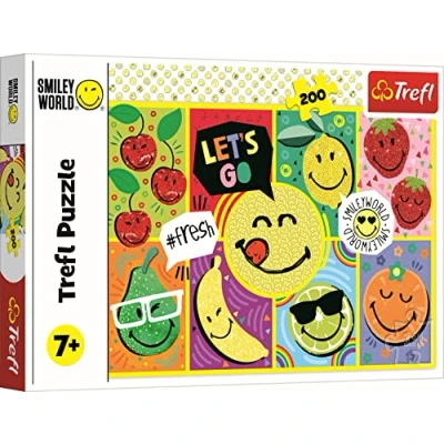Image de Trefl 200 pezzi Sorriso, Emote, colorati con frutta, Intrattenimento creativo, Divertimento per bambini dai 7 anni Puzzle, Colore Smiley World, Faccina allegra, 13297