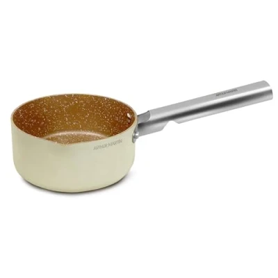 Image de ARTHUR MARTIN, Casserole 20 cm Grand Chef, Aluminium forgé, revêtement anti adhérent, poignées et anses en acier rivet, Tous feux dont induction, Compatible Lave Vaisselle, Crème